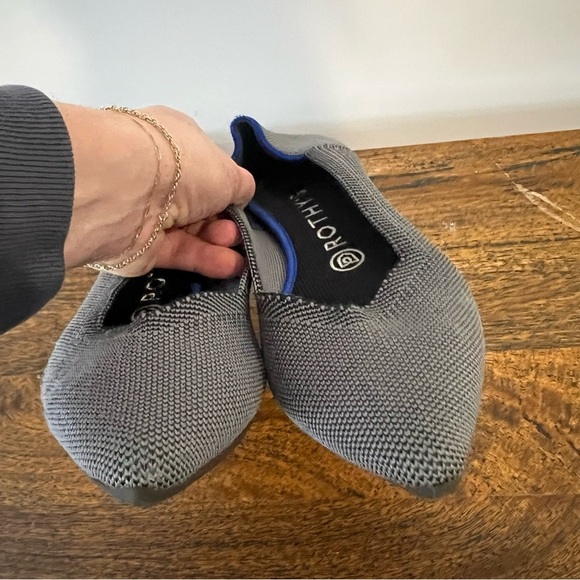 Rothy's Shoes The Point Pointed Toe Comfort Flats Cloud Grey Birdseye - Picture 9 of 11